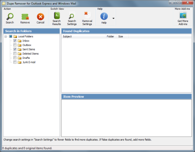 Click to view Dupe Remover for Windows Mail 3.12 screenshot