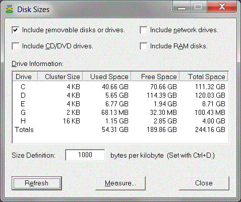 Click to view DiskSizes 1.8 screenshot