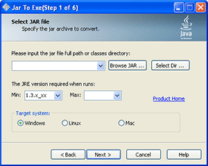 Click to view Jar2Exe 2.1.6 screenshot