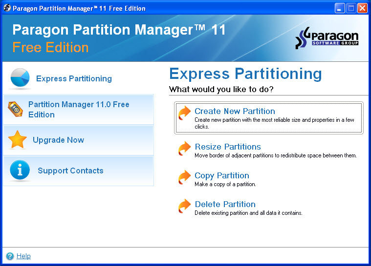 Click to view Paragon Partition Manager Free Edition 11 screenshot