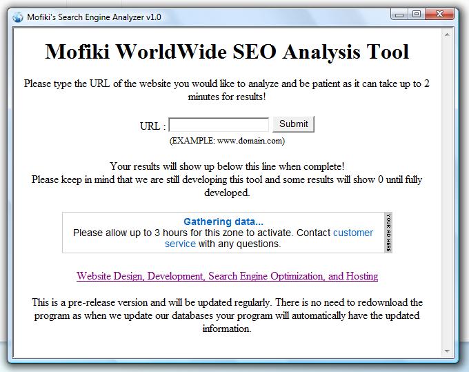 Click to view Mofiki's SEO Analyzer 1.0 screenshot