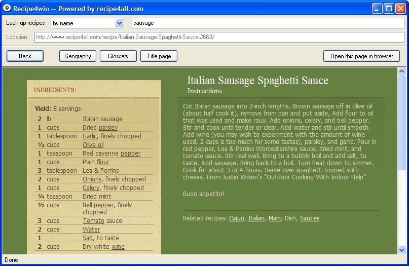 Click to view Recipe4win 1.2.1 screenshot