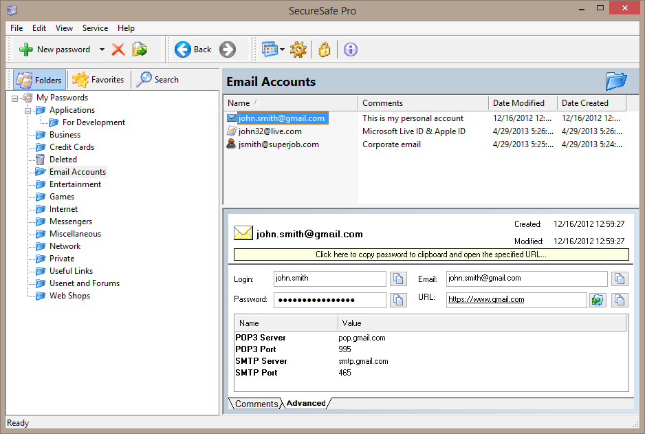 Click to view SecureSafe Pro 3.2 screenshot