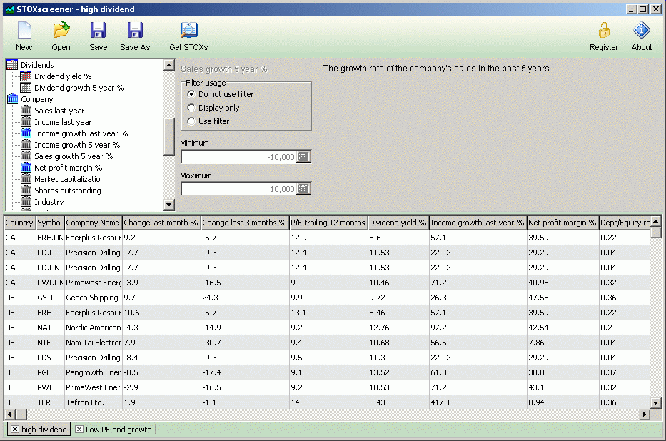 Click to view STOXscreener 1.0 screenshot