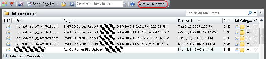 Click to view Number of Selected Items - Outlook 2007 1.0.1.0 screenshot
