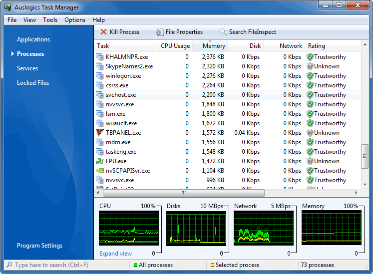 Click to view Auslogics Task Manager 2.2.1 screenshot