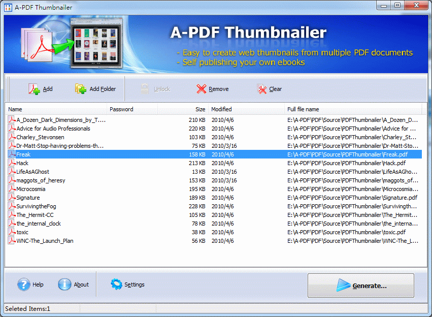 Click to view A-PDF Thumbnailer 4.2 screenshot