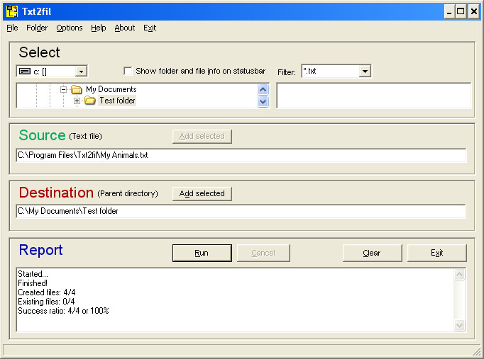 Click to view Txt2fil 3.0 screenshot