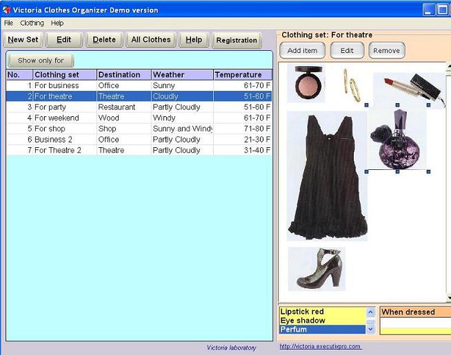Click to view Victoria Clothes Organizer 1.2 screenshot