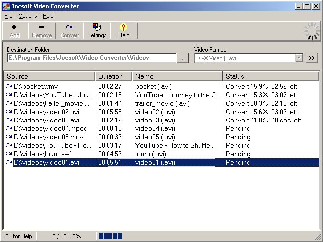 Click to view Jocsoft Video Converter 1.3.8.2 screenshot