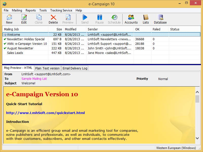 Click to view e-Campaign 10.0.32 screenshot