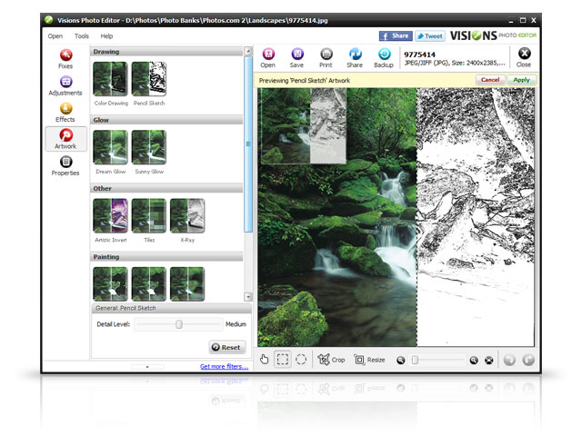 Click to view Visions Photo Editor 1.4.3.1861 screenshot