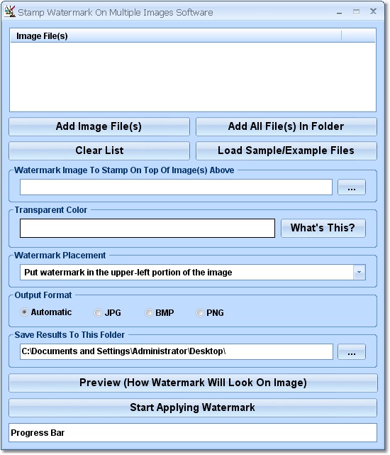 Click to view Stamp Watermark On Multiple Images Software 7.0 screenshot