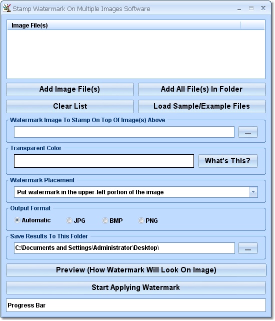 Click to view Stamp Watermark On Multiple Images Software 7.0 screenshot