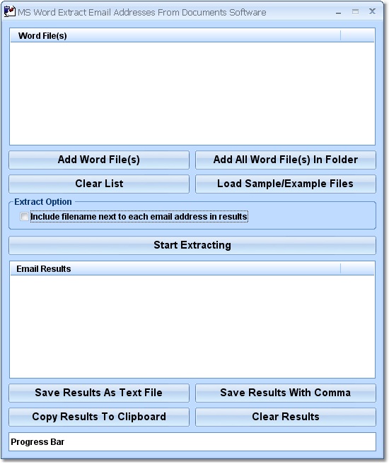 Click to view MS Word Extract Email Addresses From Documents Sof 7.0 screenshot