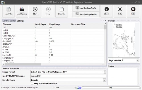 Click to view Batch TIFF Resizer 3.00 screenshot