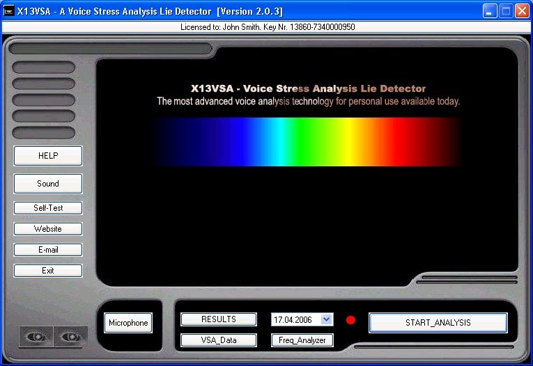 Click to view X13-VSA Voice Lie Detector 2.259.0 screenshot