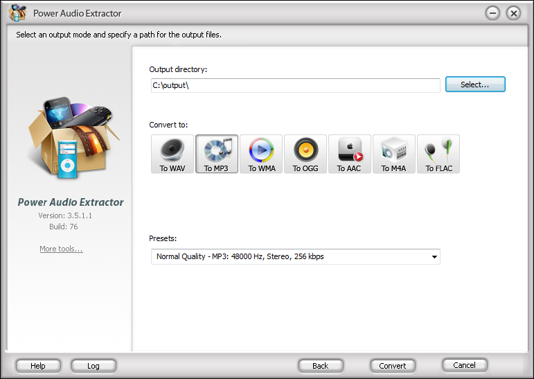 Click to view Power Audio Extractor 3.7.8 screenshot