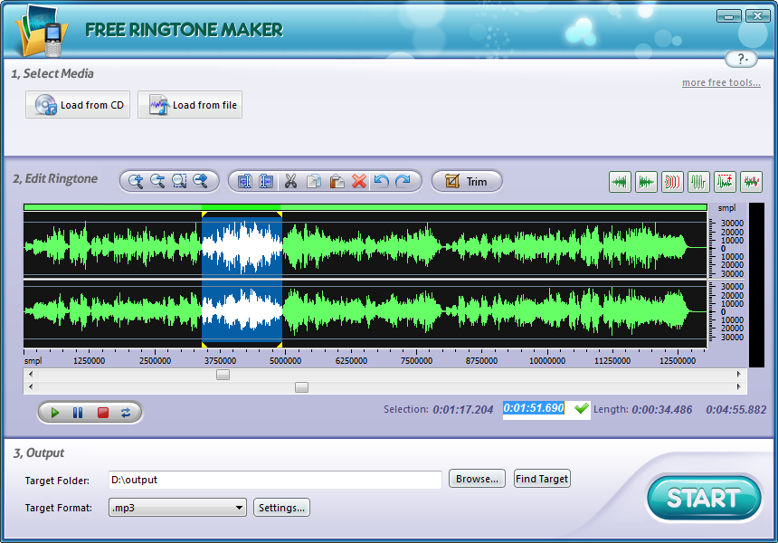 Click to view Free Ringtone Maker Platinum 5.4.1 screenshot