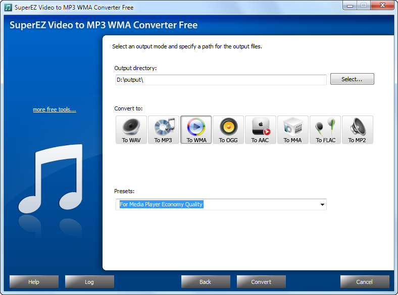 Click to view SuperEZ Video to MP3 WMA Converter Free 7.3.7 screenshot