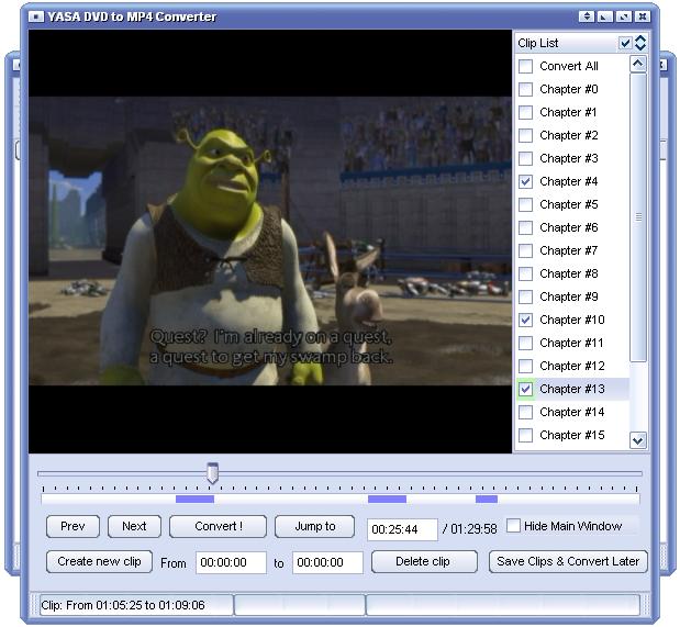 Click to view YASA DVD to MP4 Converter 2.9.44.1262 screenshot