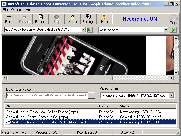 Click to view Jocsoft YouTube to iPhone Converter 1.6.2.1 screenshot