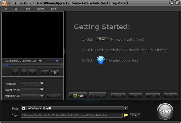 Click to view YouTube to iPod iPhone Converter Factory Pro 2.0 screenshot