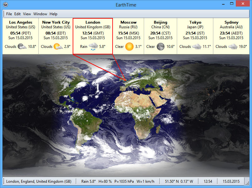Click to view EarthTime 4.5.15 screenshot