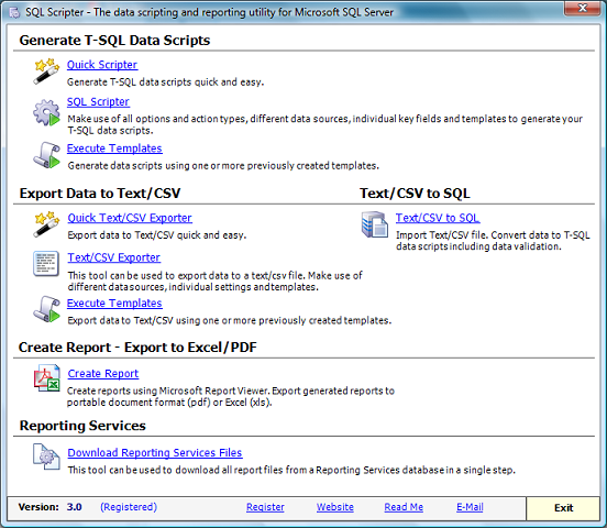 Click to view SQL Scripter 3.02 screenshot