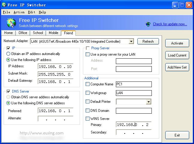 Click to view Free IP Switcher 2.5 screenshot