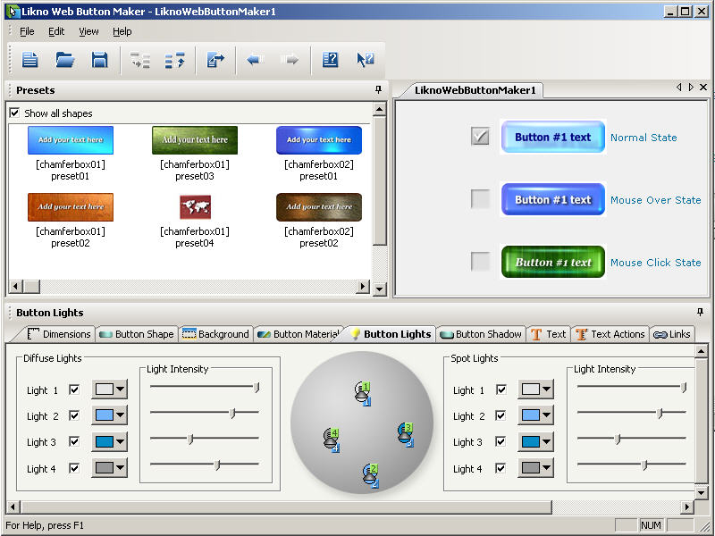 Click to view Likno Web Button Maker 2.0.162 screenshot