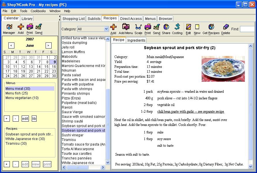 Click to view Shop'NCook Recipe Costing Pro 3.4.1 screenshot