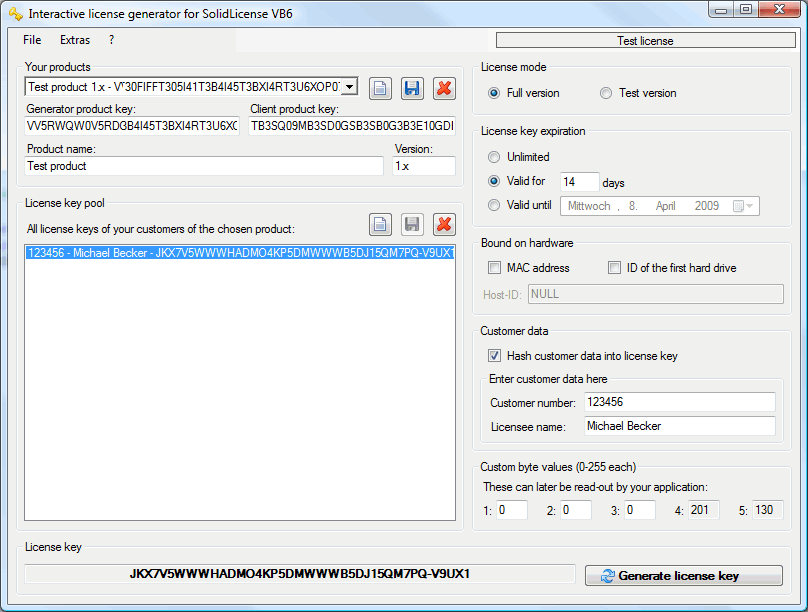 Click to view SolidLicense .VB6 1.2.10 screenshot