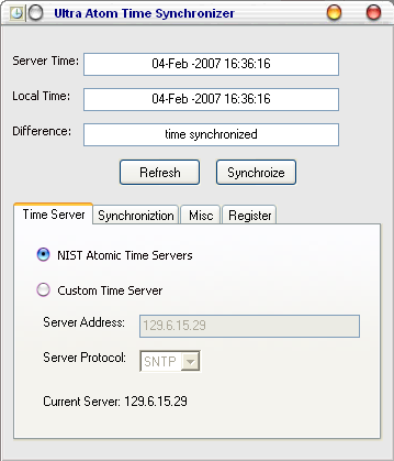 Click to view Ultra Atom Time Synchronizer 1.0.2013.612 screenshot