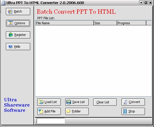Click to view Ultra PPT To HTML Converter 2.0.2013.612 screenshot