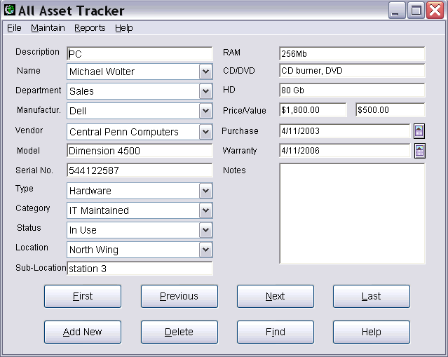 Click to view All Asset Tracker 1.3 screenshot