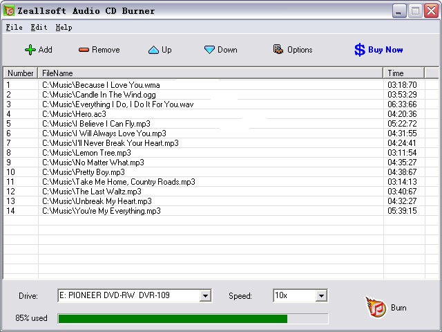 Click to view Zeallsoft Audio CD Burner 5.53 screenshot
