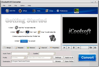 Click to view iCoolsoft AVI Converter 3.1.12 screenshot