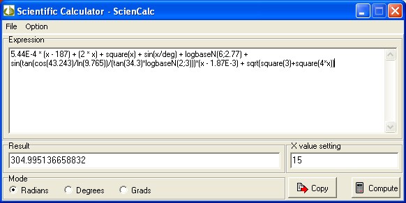 Click to view ScienCalc 1.3.9 screenshot