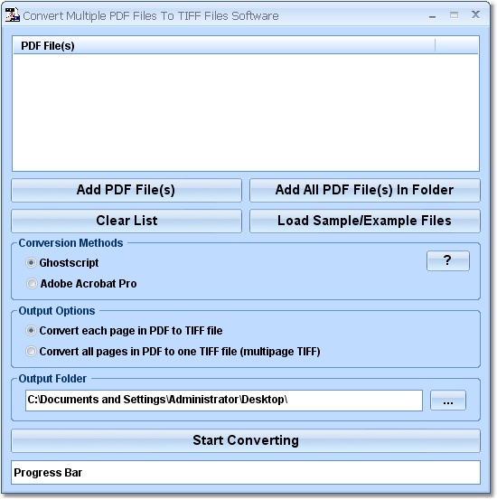 Click to view Convert Multiple PDF Files To TIFF Files Software 7.0 screenshot