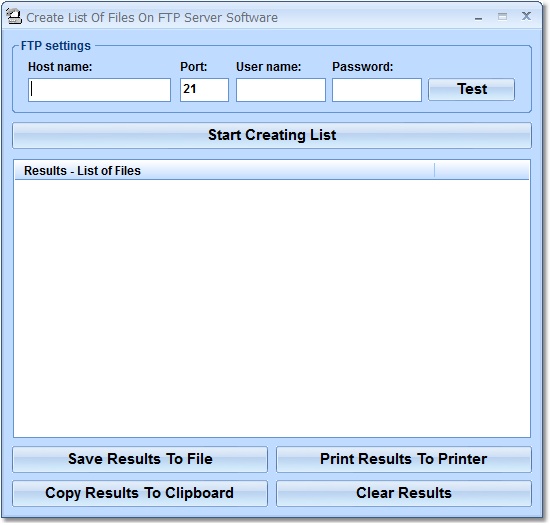 Click to view Create List Of Files On FTP Server Software 7.0 screenshot