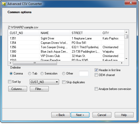 Click to view Advanced CSV Converter 4.45 screenshot