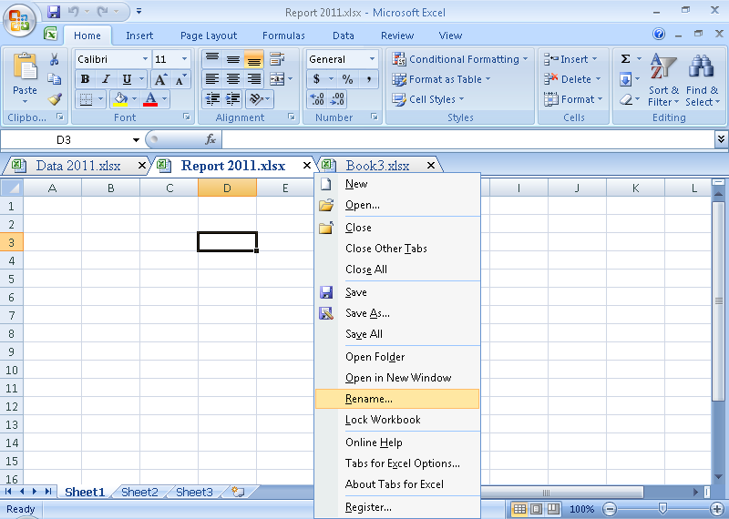 Click to view Tabs for Excel 8.50 screenshot
