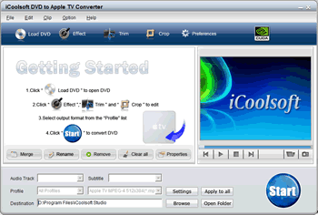 Click to view iCoolsoft DVD to Apple TV Converter 3.1.12 screenshot