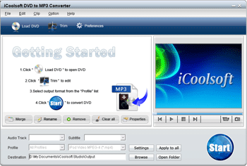 Click to view iCoolsoft DVD to MP3 Converter 3.1.10 screenshot