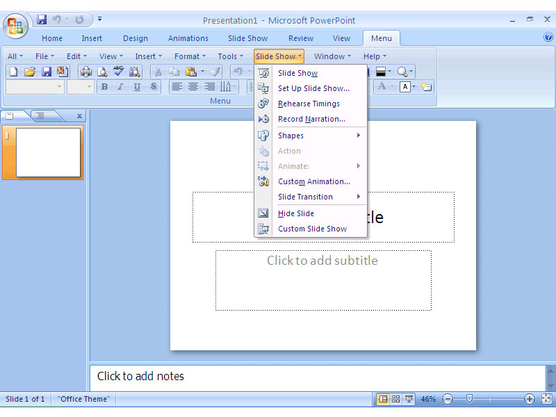 Click to view Classic Menu for PowerPoint 2007 7.00 screenshot