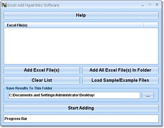 Click to view Excel Add Hyperlinks Software 7.0 screenshot