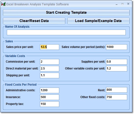 Click to view Excel Breakeven Analysis Template Software 7.0 screenshot