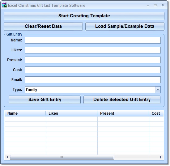Click to view Excel Christmas Gift List Template Software 7.0 screenshot