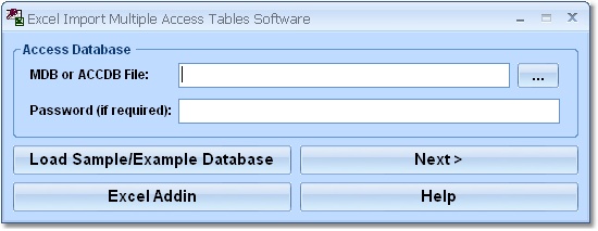 Click to view Excel Import Multiple Access Tables Software 7.0 screenshot